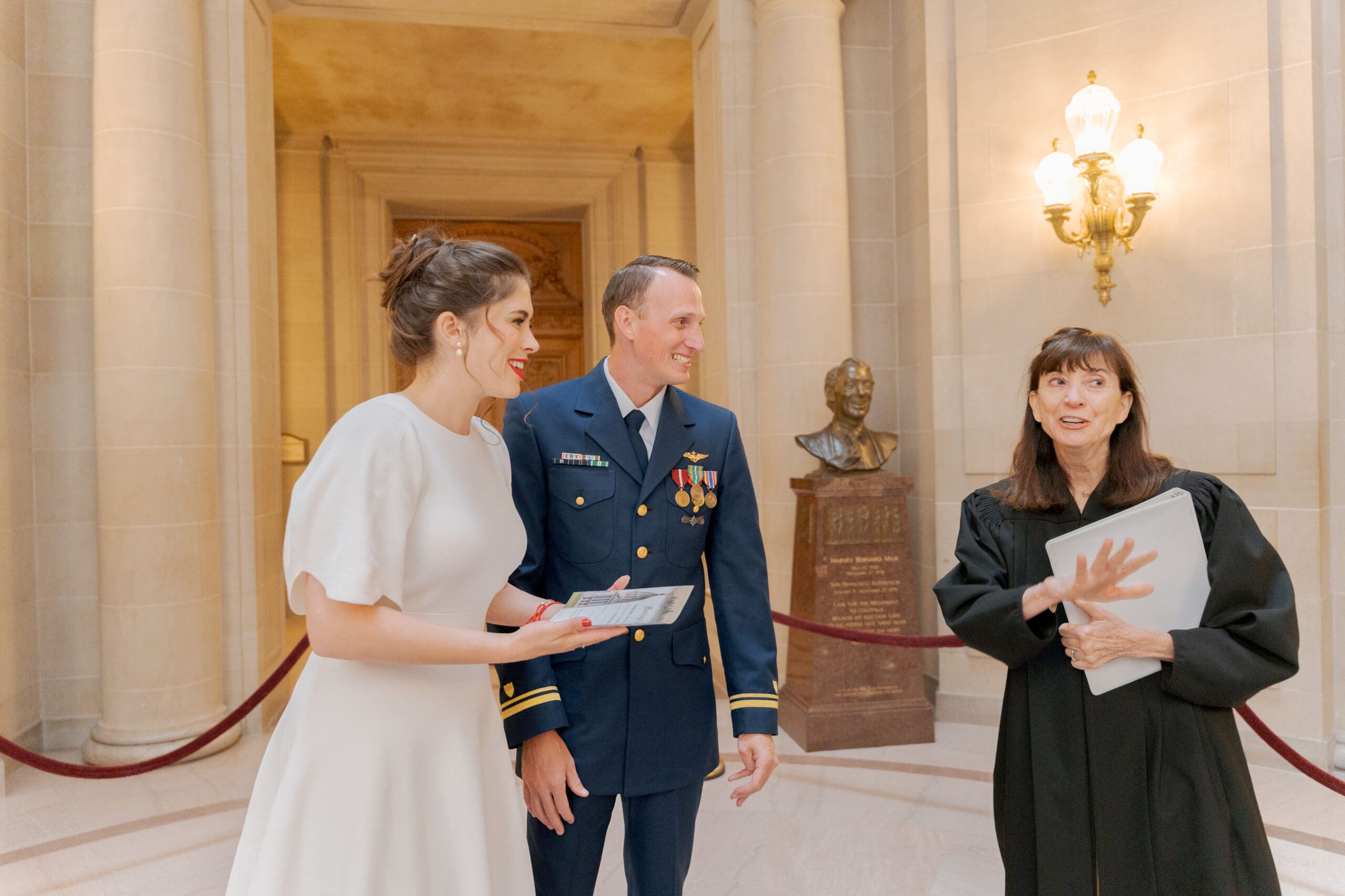 Happy couple right after their San Francisco County Clerk Ceremony in the rotunda