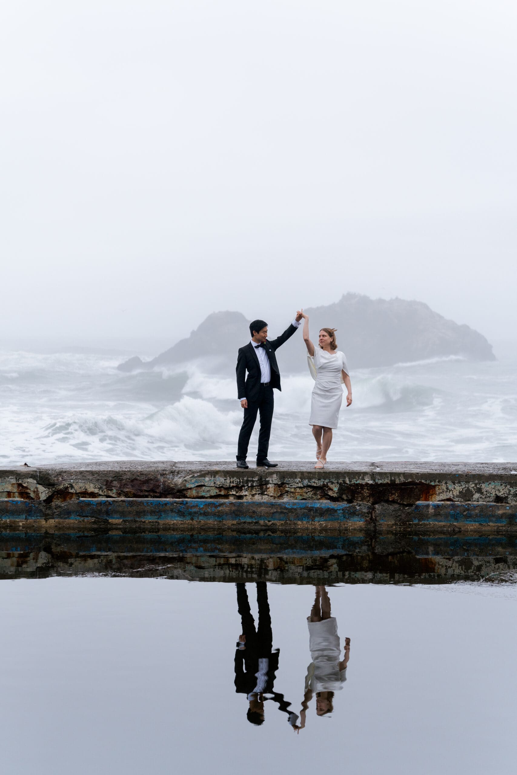 Dramatic Wedding Photos at Sutro Baths