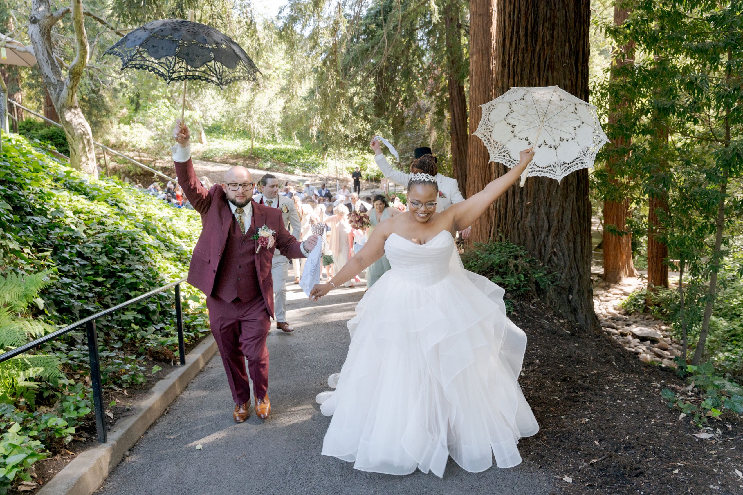 New Orleans-style wedding procession out of the amphitheater of the Piedmont Community Hall