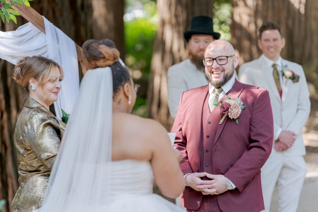 Bride's vows during the ceremony at the Piedmont Community Hall
