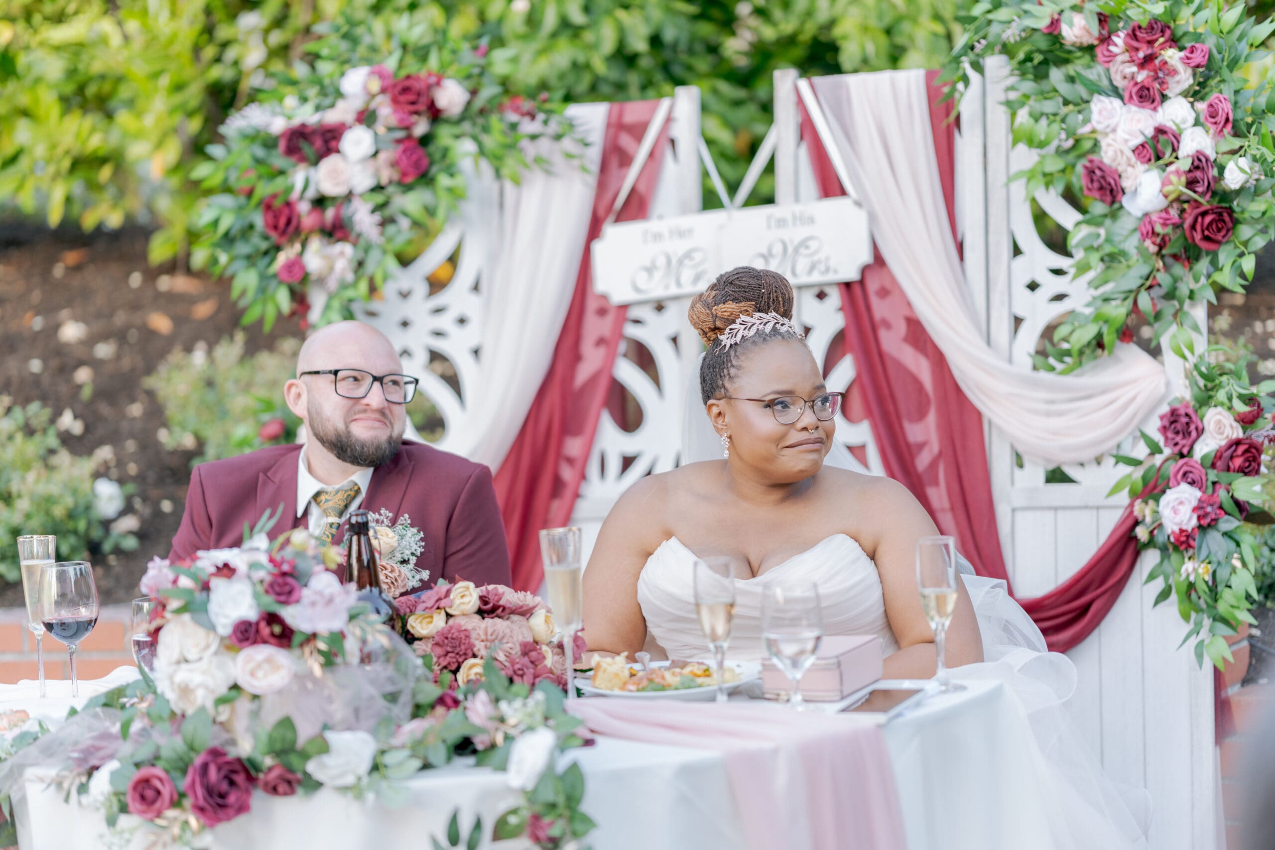 Bride and Groom's reactions to heartfelt toasts