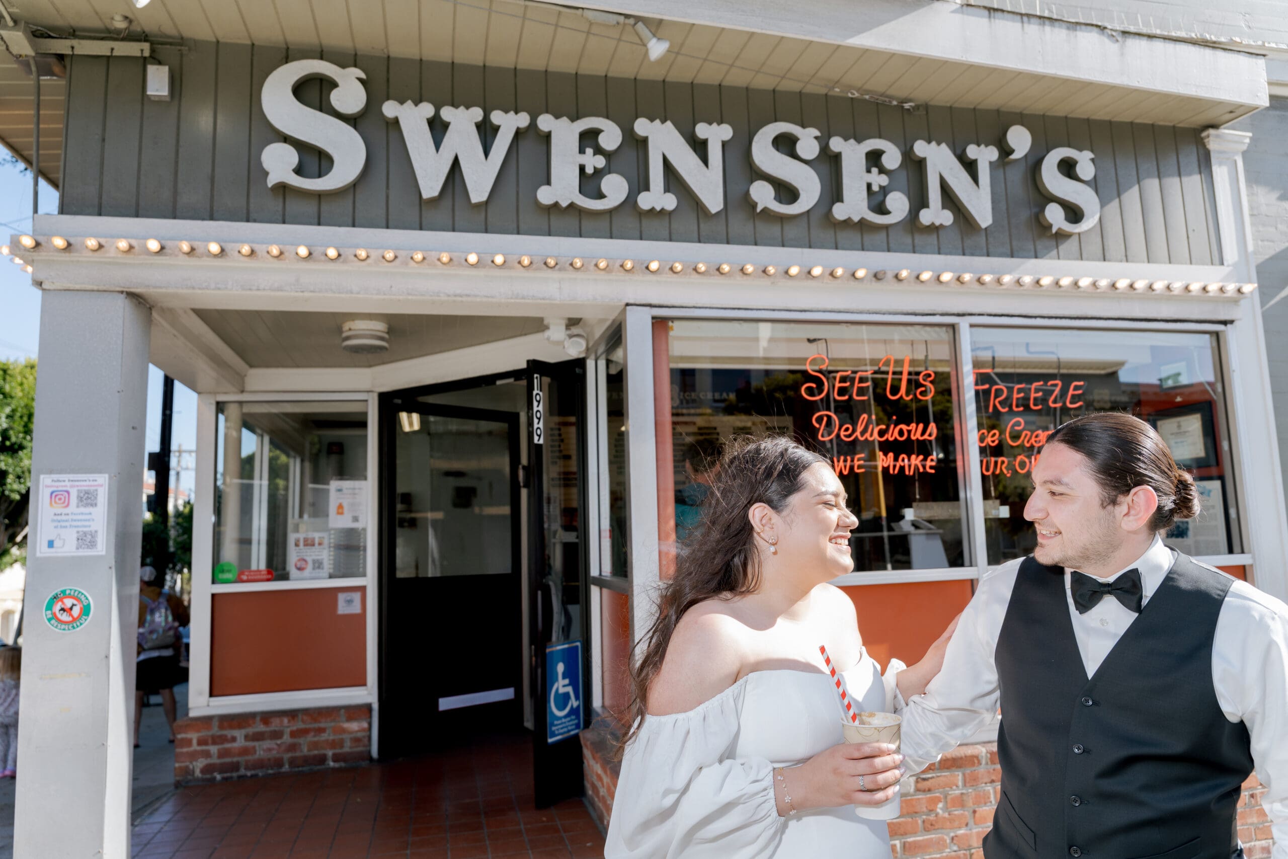Elopement celebration at Swensen's Ice Cream in San Francisco