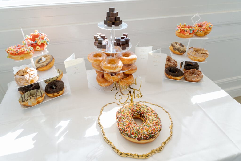 Dessert table at LaMar restaurant for private wedding reception