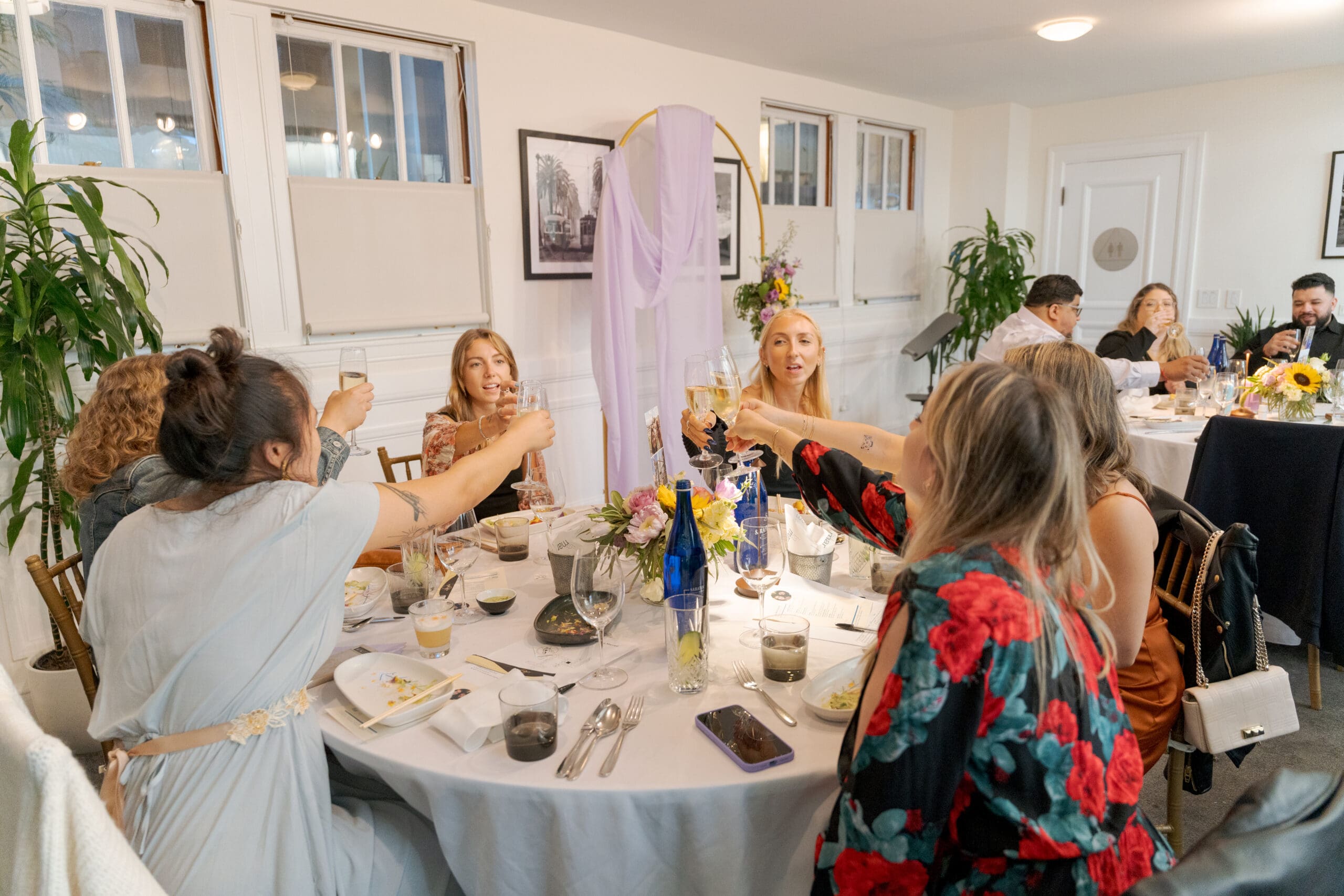 A toast during wedding reception dinner