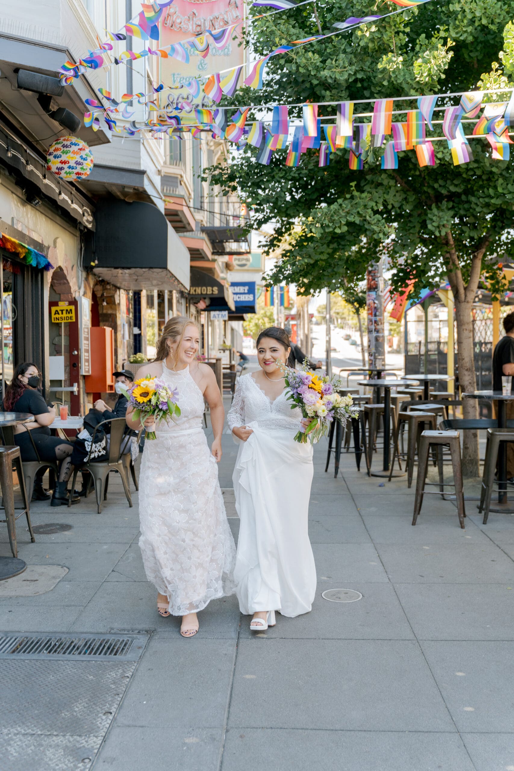 Radiant brides on their wedding day in San Francisco's Castro District