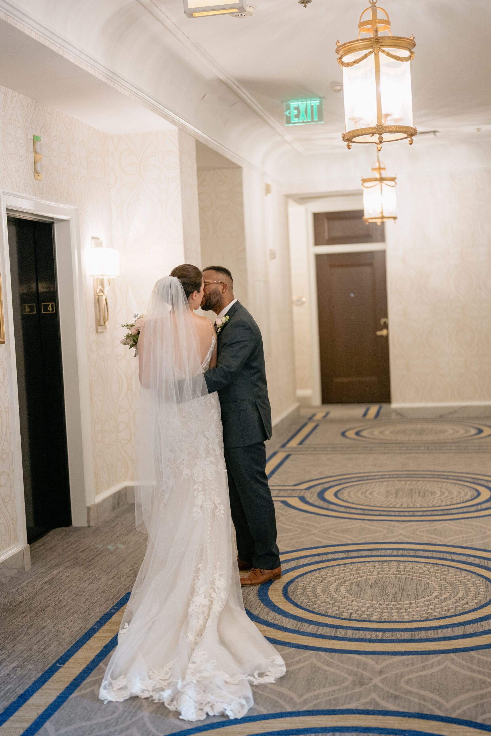 Photo of bride and groom in the Fairmont Hotel