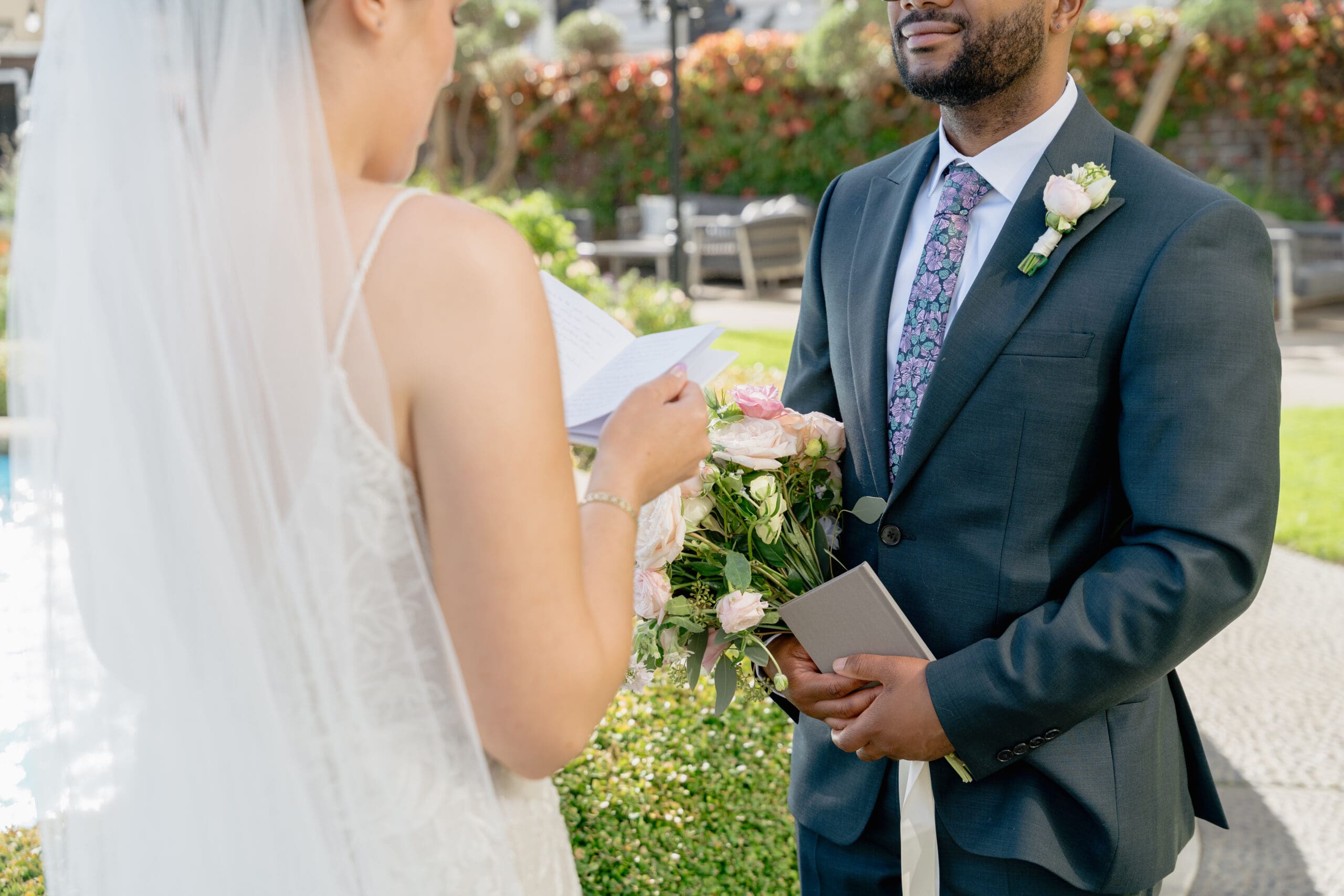 Bridal details during private vows at the Fairmont Hotel in San Francisco