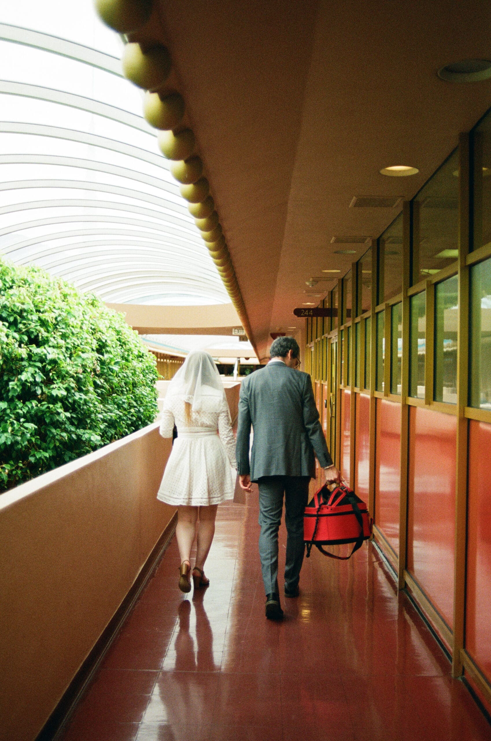 35mm film wedding photography at Frank Lloyd Wright's Marin County Civic Center