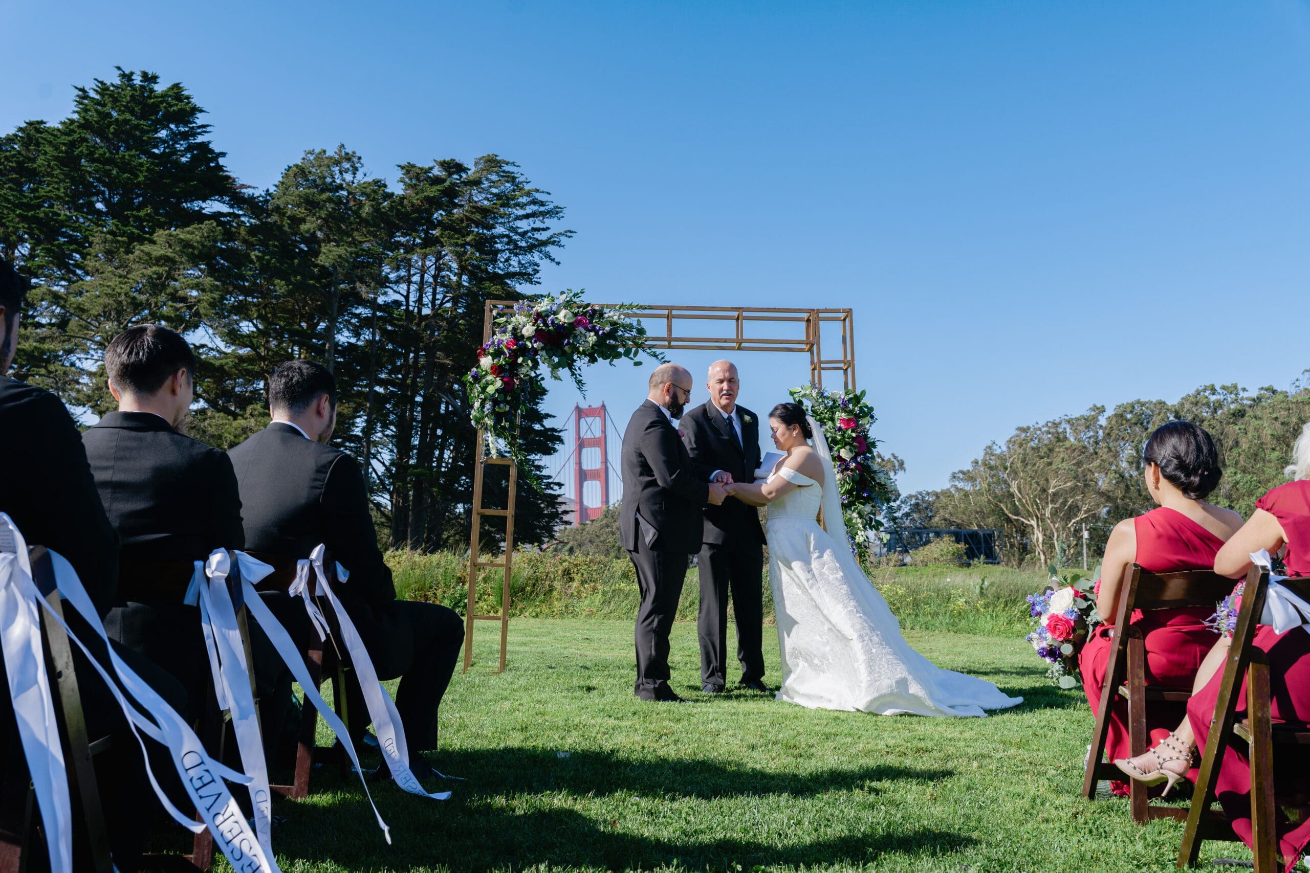 Vows at the Wedgewood Log Cabin outdoor lawn