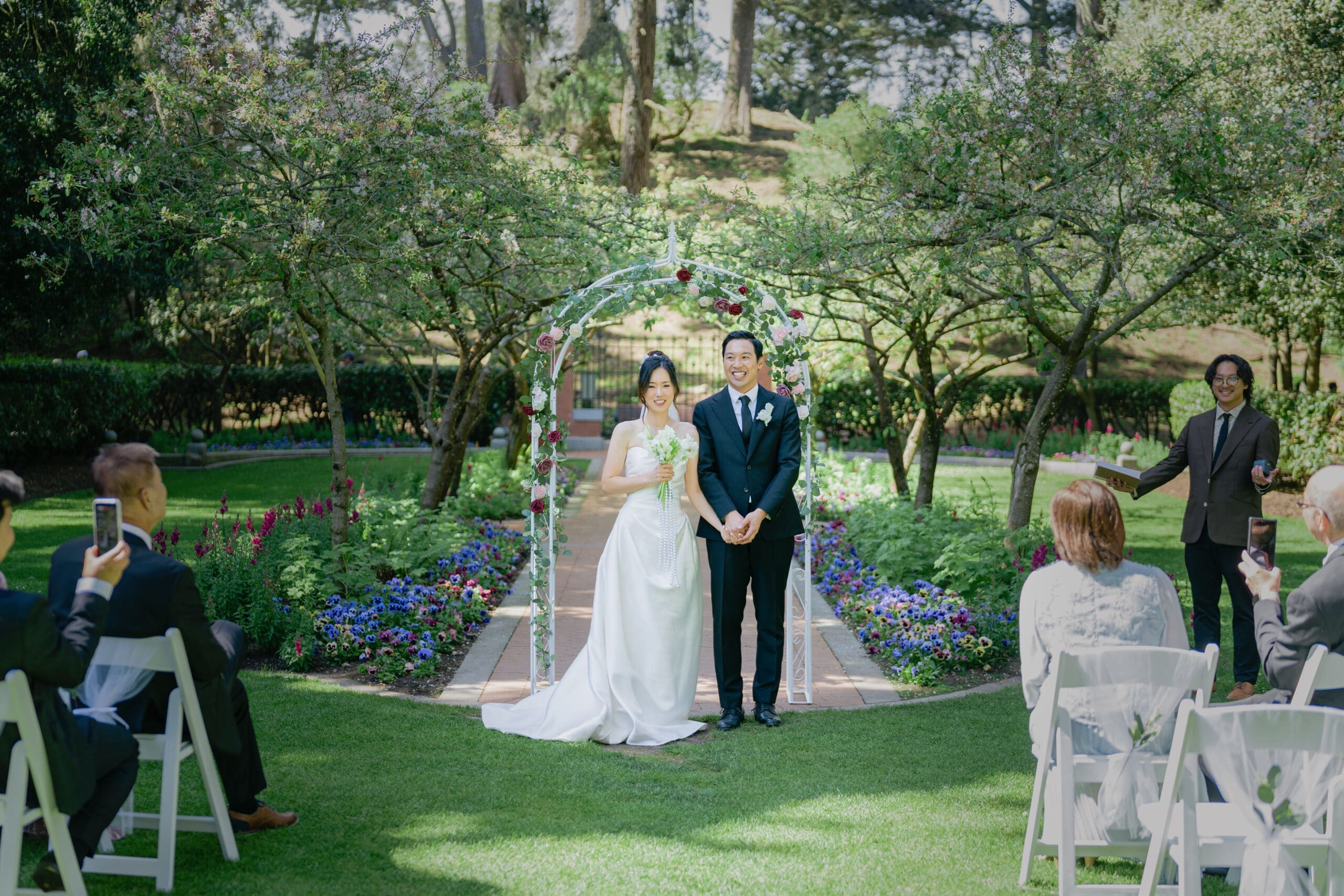 Wedding Ceremony Setup in Golden Gate Park's Shakespeare Garden