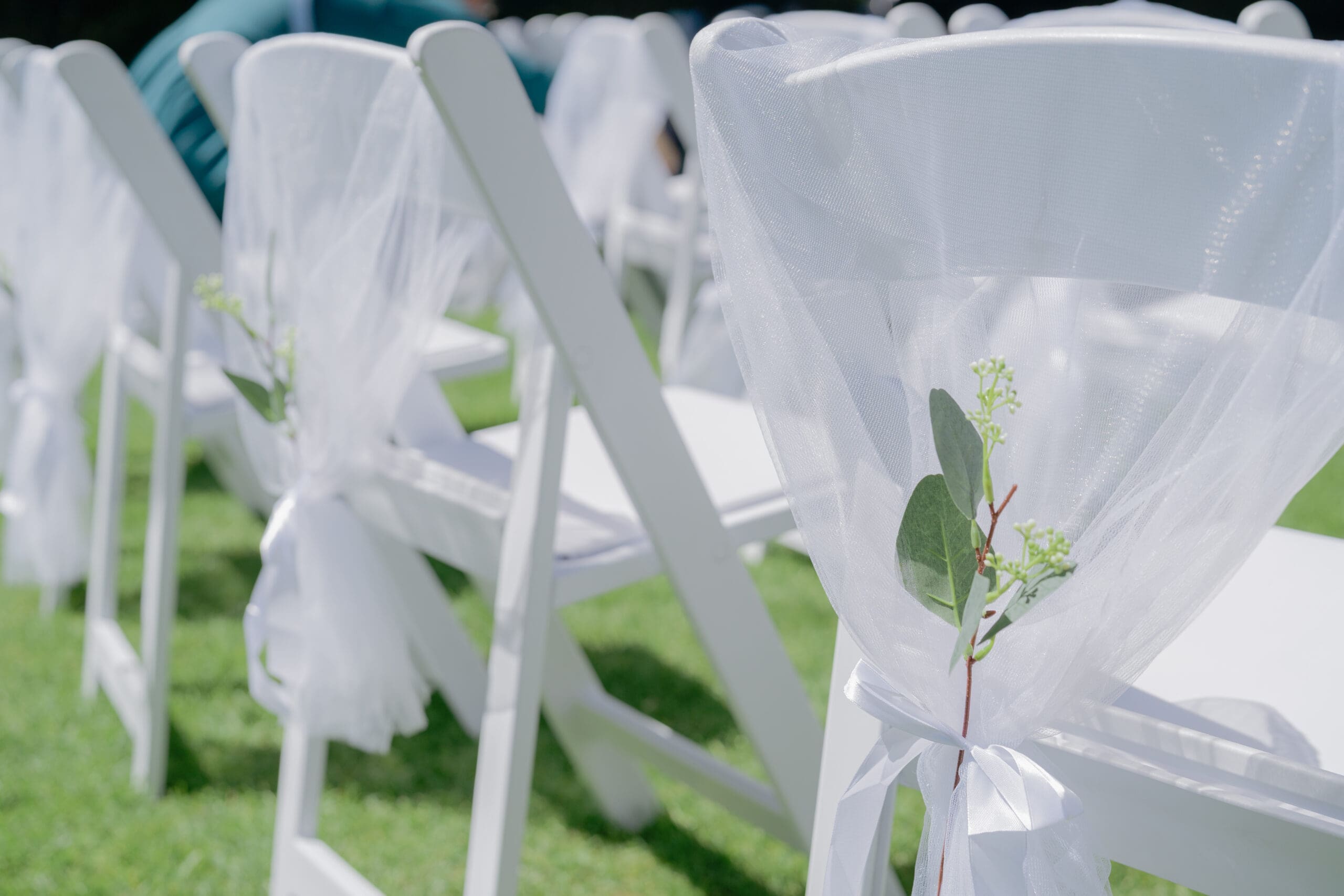 Outdoor seating for a wedding in the Shakespeare Garden