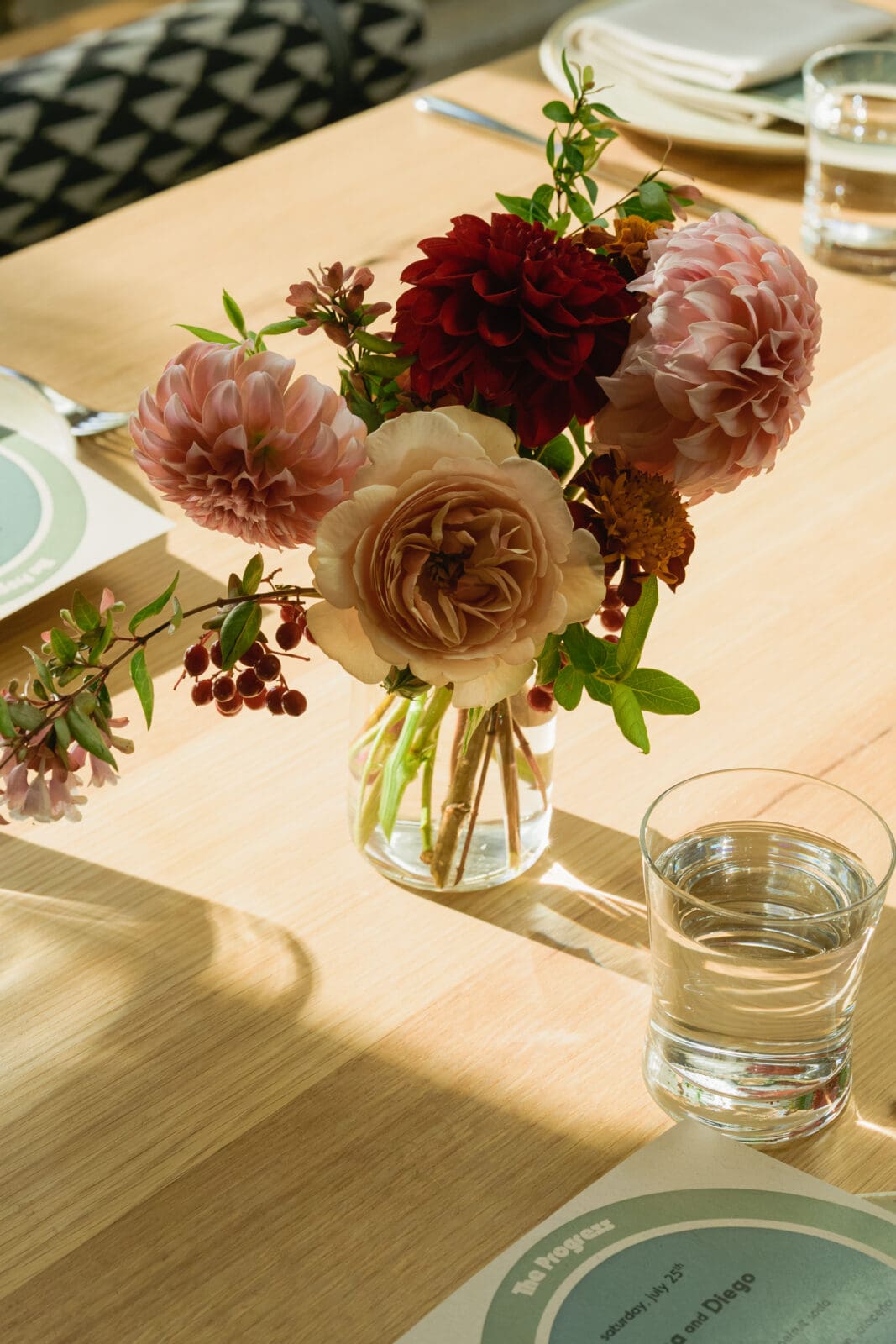 Top floor private dining room arranged for an intimate micro wedding ceremony at The Progress SF