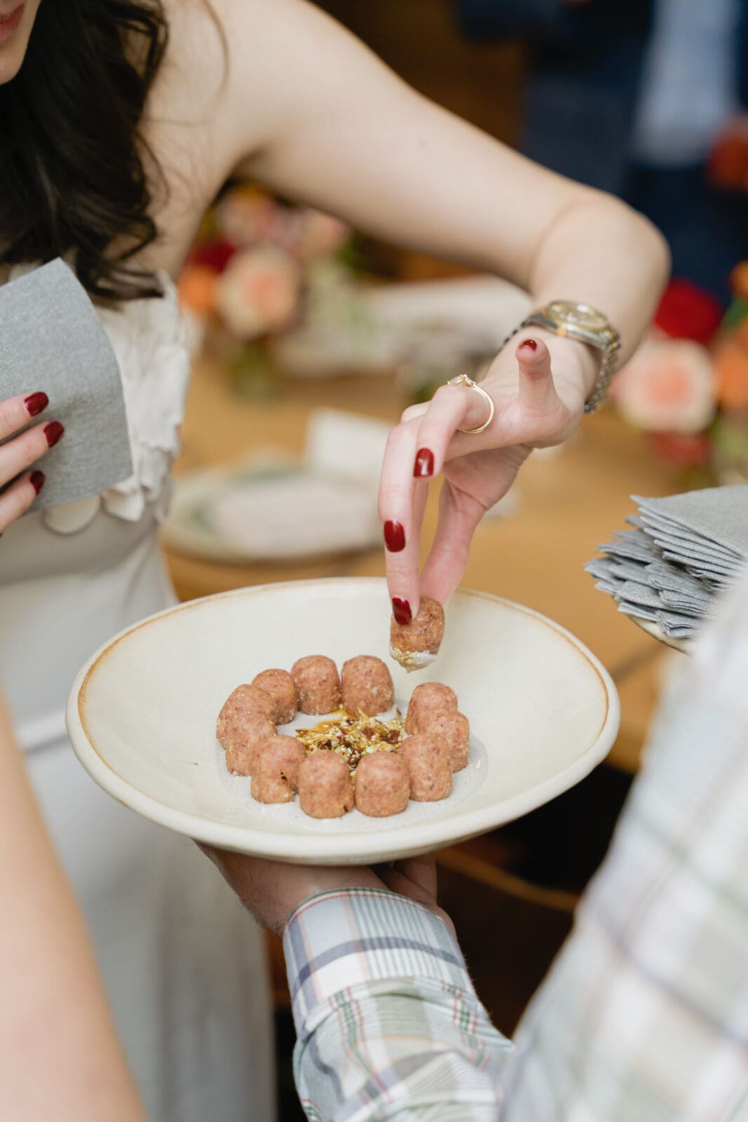 Curated family-style dining experience during a micro wedding reception at The Progress SF