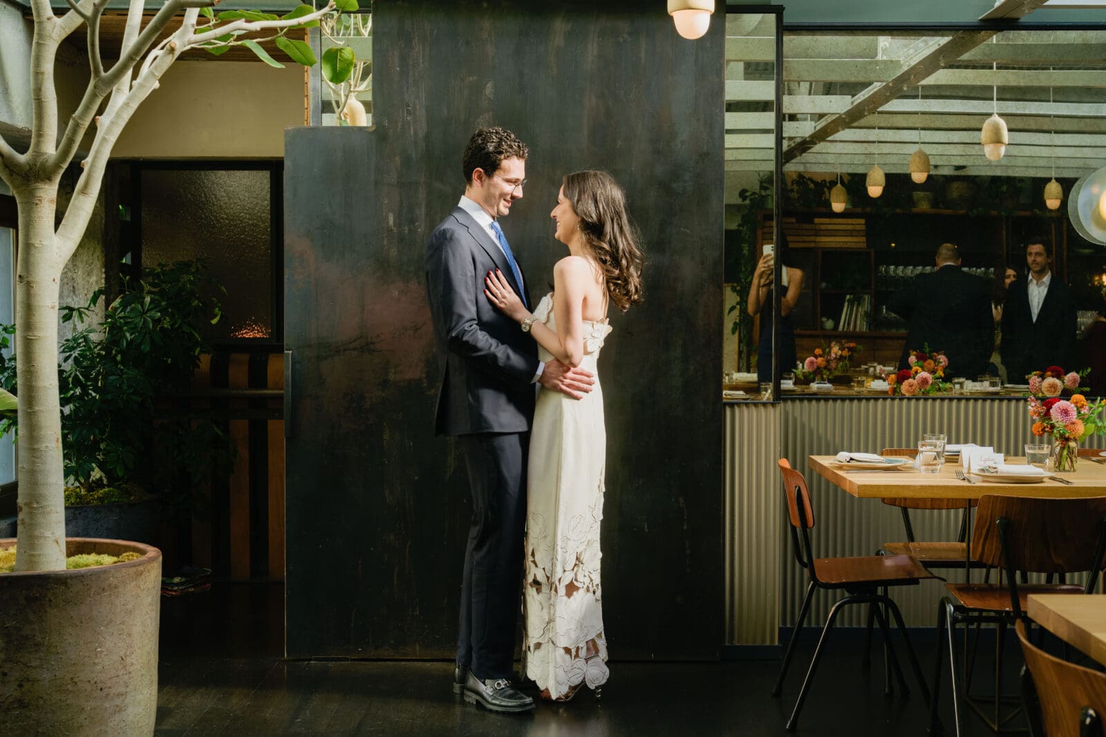 Wedding portrait in the private room in San Francisco's The Progress Restaurant